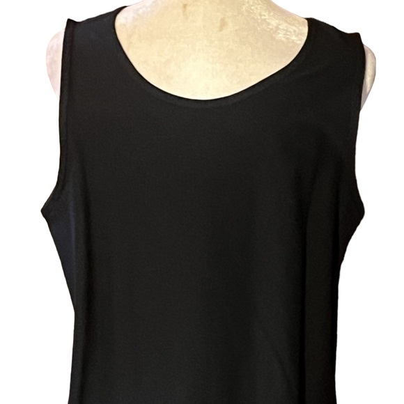 EILEEN FISHER BLACK VISCOSE CREPE SLEEVELESS MIDI DRESS GREAT CONDITION (M) - Picture 5 of 7